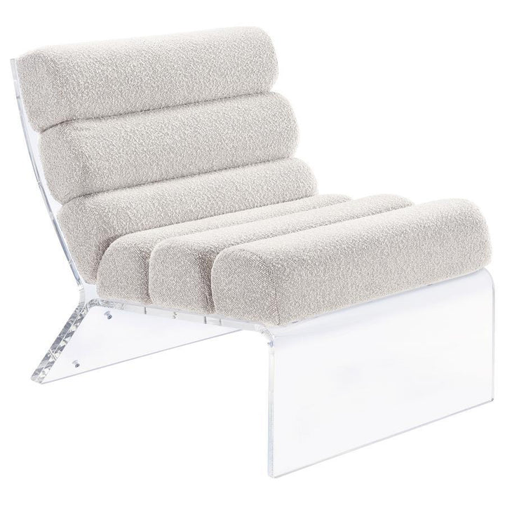 Serreta - Boucle Upholstered Armless Acrylic Chair - Ivory Armless Chair modern furniture Contempo Furniture