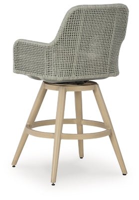 Seton Creek Outdoor Bar Height Barstool with Cushion (Set of 2) - Beige Stool Set modern furniture Contempo Furniture