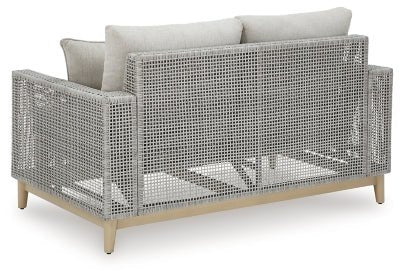 Seton Creek Outdoor Loveseat with Cushion - Dark Gray Loveseat modern furniture Contempo Furniture