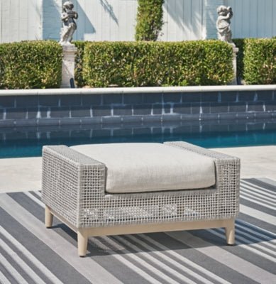 Seton Creek Outdoor Ottoman with Cushion - Dark Gray Ottoman modern furniture Contempo Furniture