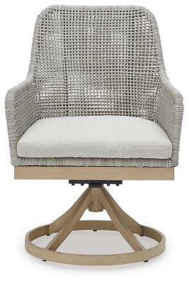 Seton Creek Outdoor Swivel Dining Chair (Set of 2) - Dark Gray Chair Set modern furniture Contempo Furniture