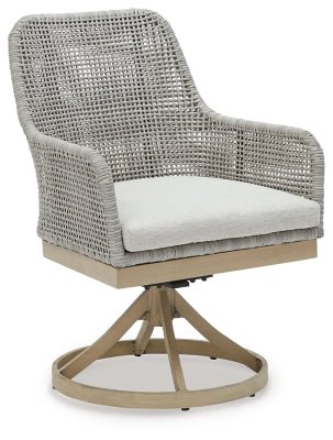 Seton Creek Outdoor Swivel Dining Chair (Set of 2) - Dark Gray Chair Set modern furniture Contempo Furniture