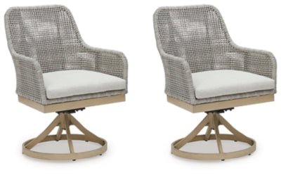 Seton Creek Outdoor Swivel Dining Chair (Set of 2) - Dark Gray Chair Set modern furniture Contempo Furniture