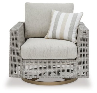 Seton Creek Outdoor Swivel Lounge with Cushion - Dark Gray Swivel Chair modern furniture Contempo Furniture