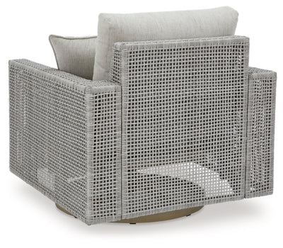 Seton Creek Outdoor Swivel Lounge with Cushion - Dark Gray Swivel Chair modern furniture Contempo Furniture