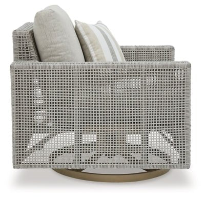 Seton Creek Outdoor Swivel Lounge with Cushion - Dark Gray Swivel Chair modern furniture Contempo Furniture