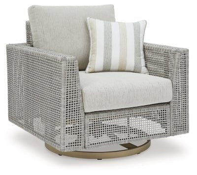 Seton Creek Outdoor Swivel Lounge with Cushion - Dark Gray Swivel Chair modern furniture Contempo Furniture