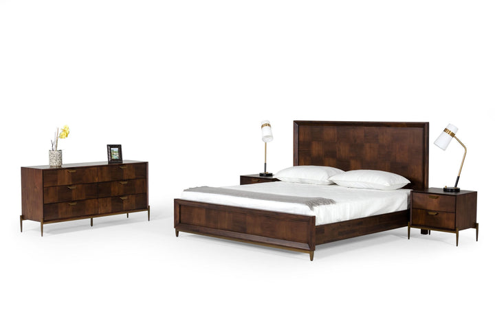 Shane - Modern Acacia &amp; Brass Bed