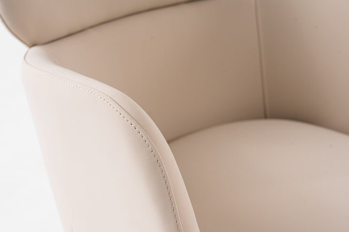 Shannon - Modern Beige Vegan Leather + Rosegold Dining Chair