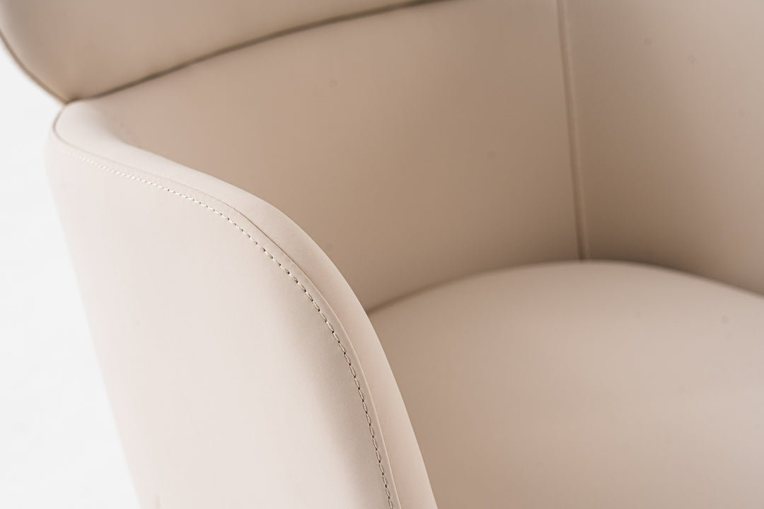 Shannon - Modern Beige Vegan Leather + Rosegold Dining Chair