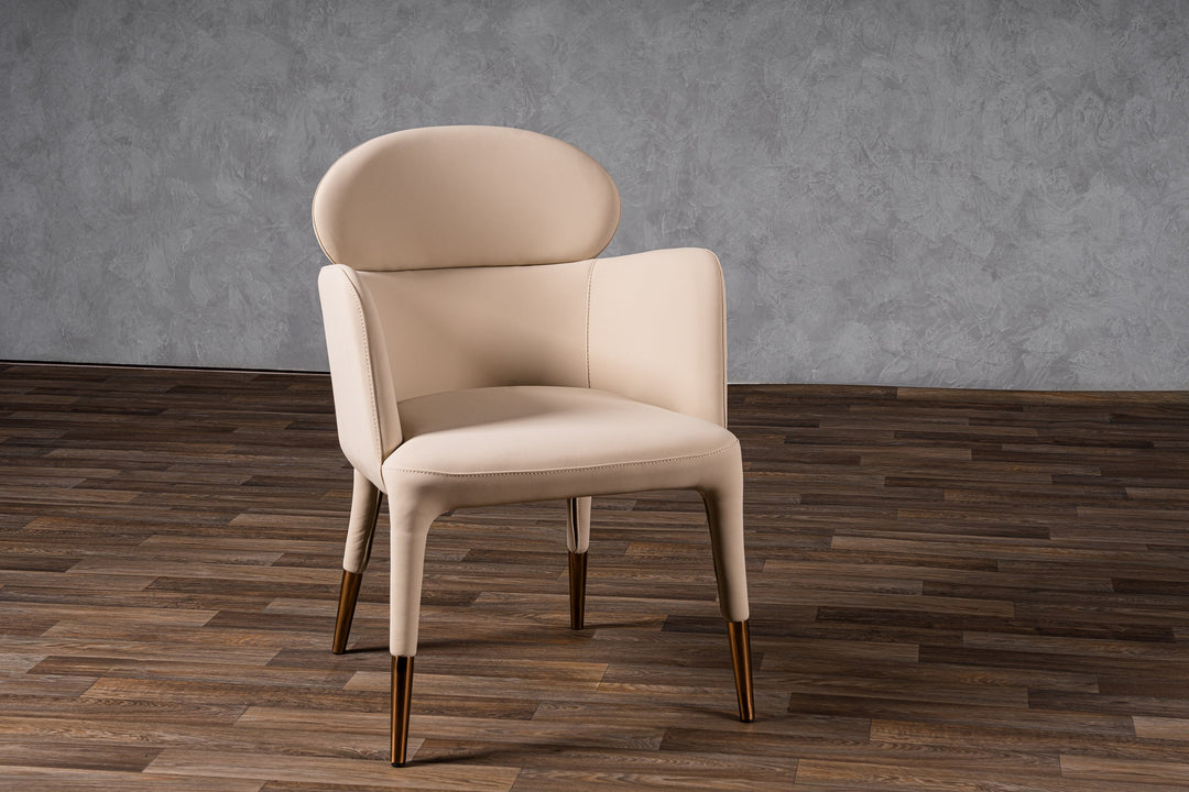 Shannon - Modern Beige Vegan Leather + Rosegold Dining Chair