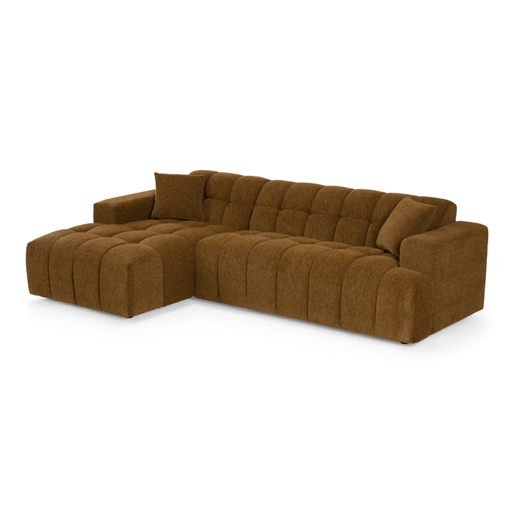 Shapiro - Modern Brown Fabric Sectional Sofa w/ Left Facing Chaise