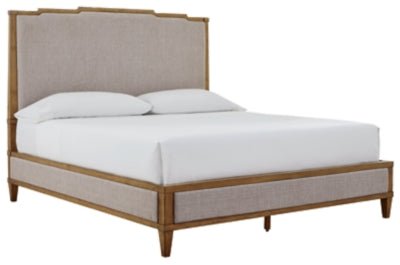 Sharlance California King Upholstered Panel Bed - Light Brown Upholstered Bed modern furniture Contempo Furniture