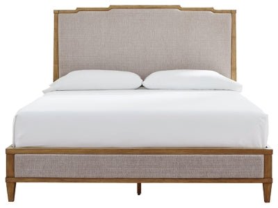 Sharlance California King Upholstered Panel Bed - Light Brown Upholstered Bed modern furniture Contempo Furniture