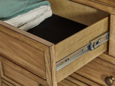 Sharlance Dresser and Mirror - Light Brown Dresser &amp; Mirror modern furniture Contempo Furniture