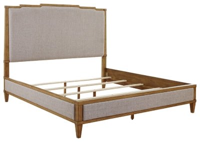 Sharlance King Upholstered Panel Bed - Light Brown Upholstered Bed modern furniture Contempo Furniture