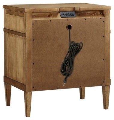 Sharlance Nightstand - Light Brown Nightstand w/ Charging Station modern furniture Contempo Furniture