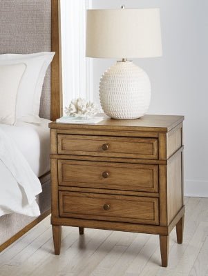 Sharlance Nightstand - Light Brown Nightstand w/ Charging Station modern furniture Contempo Furniture