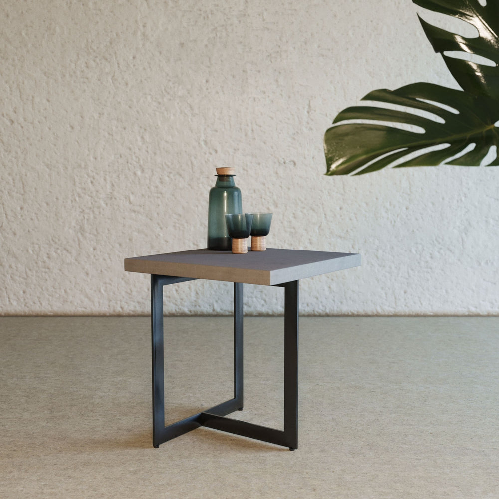 Sharon Modern Concrete & Black Metal End Table