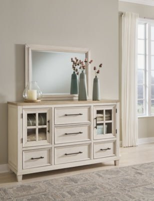 Shaybrock Dresser and Mirror - White Dresser & Mirror modern furniture Contempo Furniture
