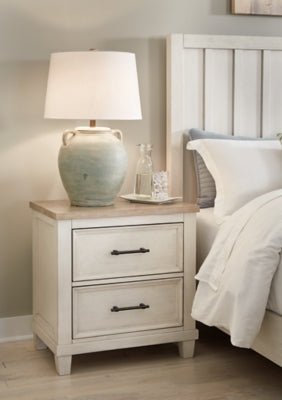 Shaybrock Nightstand - White Nightstand w/ Charging Station modern furniture Contempo Furniture