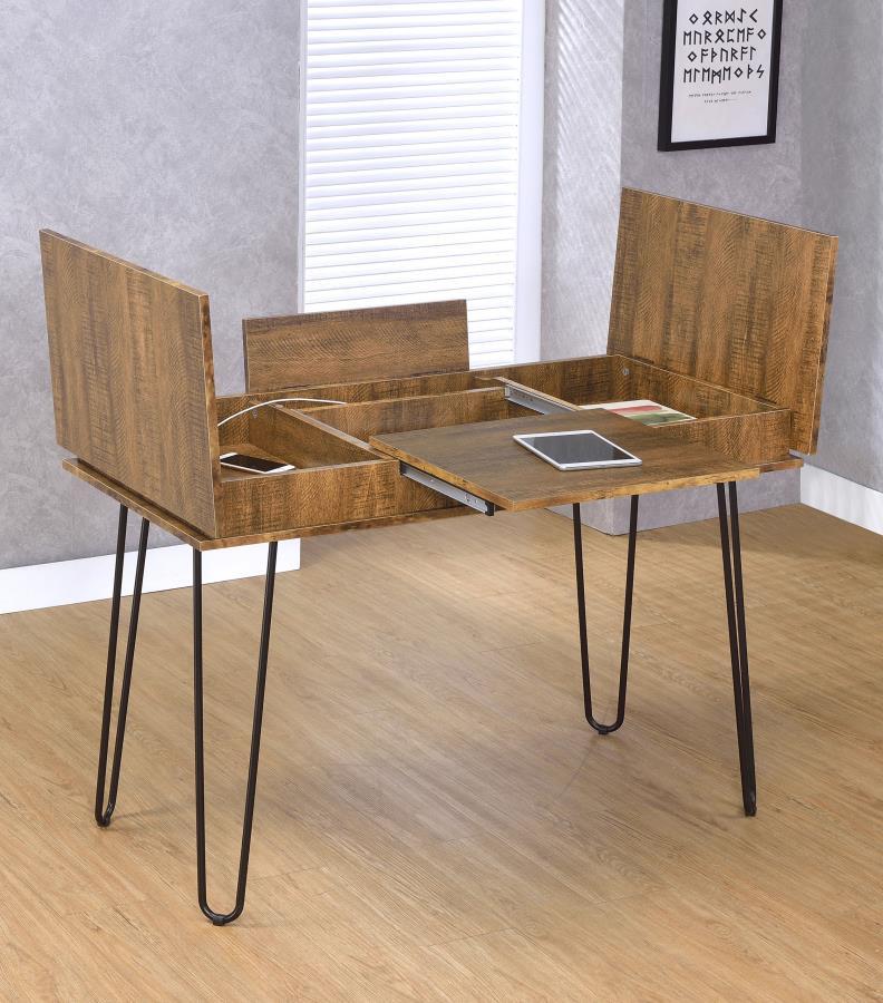 Sheeran - Writing Desk With Storage - Rustic Amber Writing Desk modern furniture Contempo Furniture