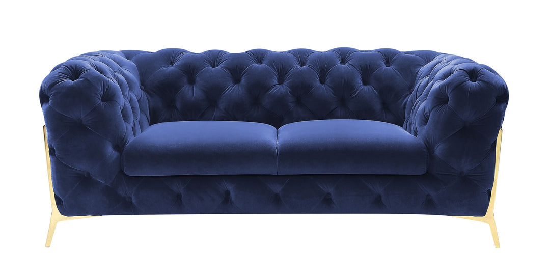 Sheila - Transitional Dark Blue Fabric Loveseat