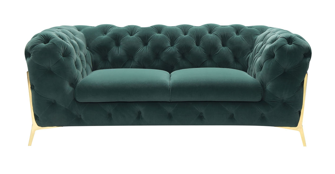 Sheila - Transitional Emerald Green Fabric Loveseat