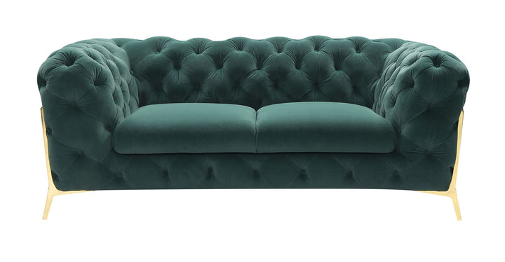 Sheila - Transitional Emerald Green Fabric Loveseat