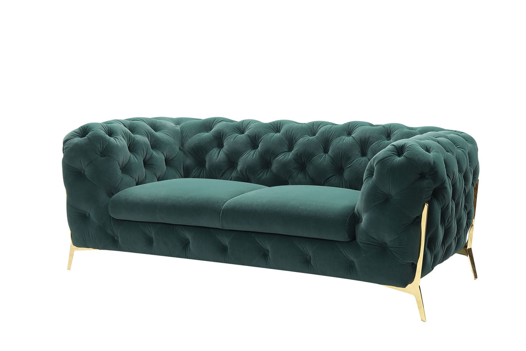 Sheila  Transitional Emerald Green Fabric Loveseat