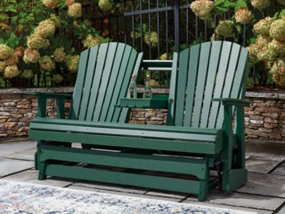 Shell Beach Outdoor Loveseat Glider - Green Loveseat modern furniture Contempo Furniture