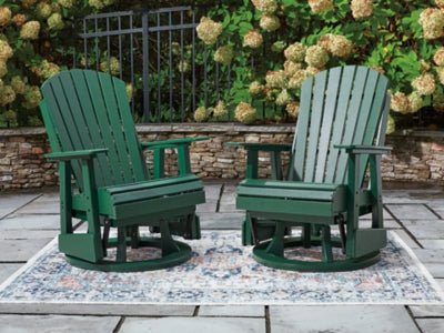 Shell Beach Outdoor Swivel Glider Chair - Green Swivel Chair modern furniture Contempo Furniture
