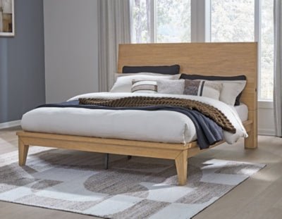 Sherbana King Panel Bed - Light Brown Panel Bed modern furniture Contempo Furniture