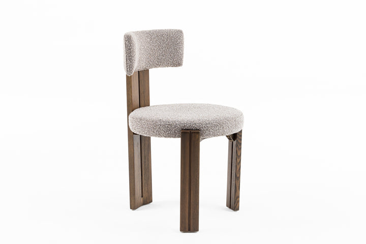 Sheridan - Mid-Century Modern Grey Fabric + Walnut Dining Chair