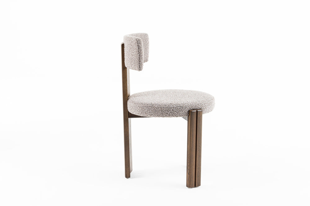 Sheridan - Mid-Century Modern Grey Fabric + Walnut Dining Chair