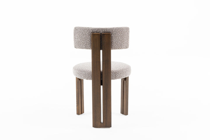 Sheridan - Mid-Century Modern Grey Fabric + Walnut Dining Chair