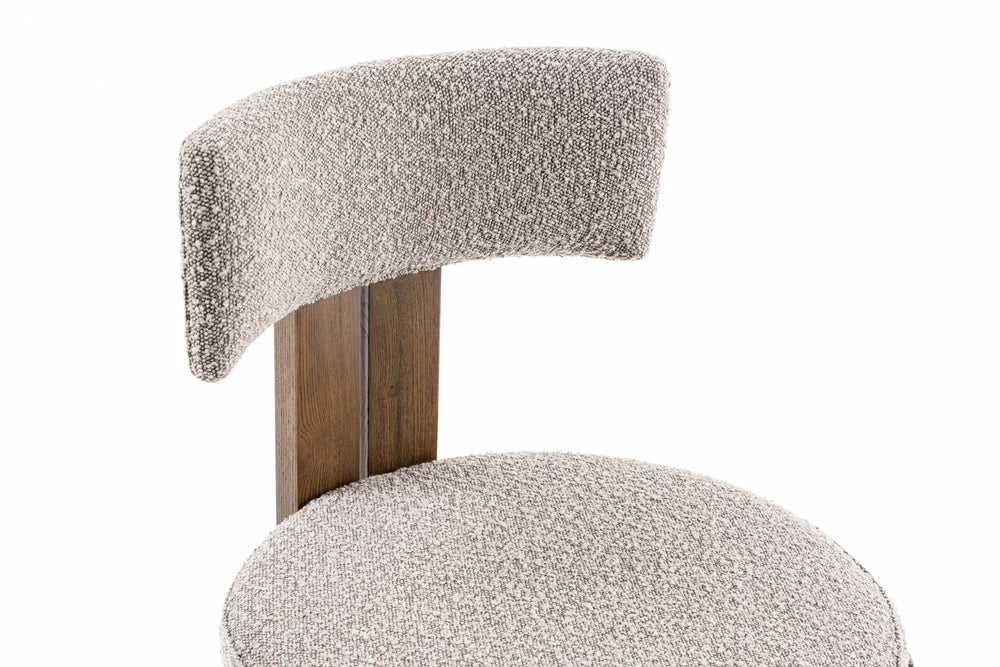 Sheridan - Mid-Century Modern Grey Fabric + Walnut Dining Chair