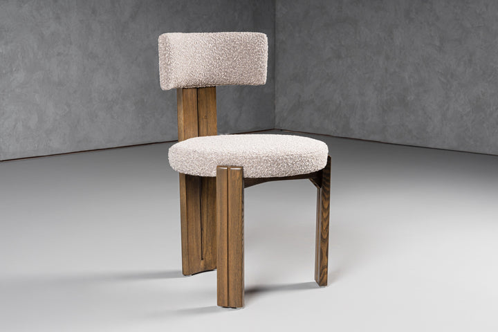 Sheridan - Mid-Century Modern Grey Fabric + Walnut Dining Chair