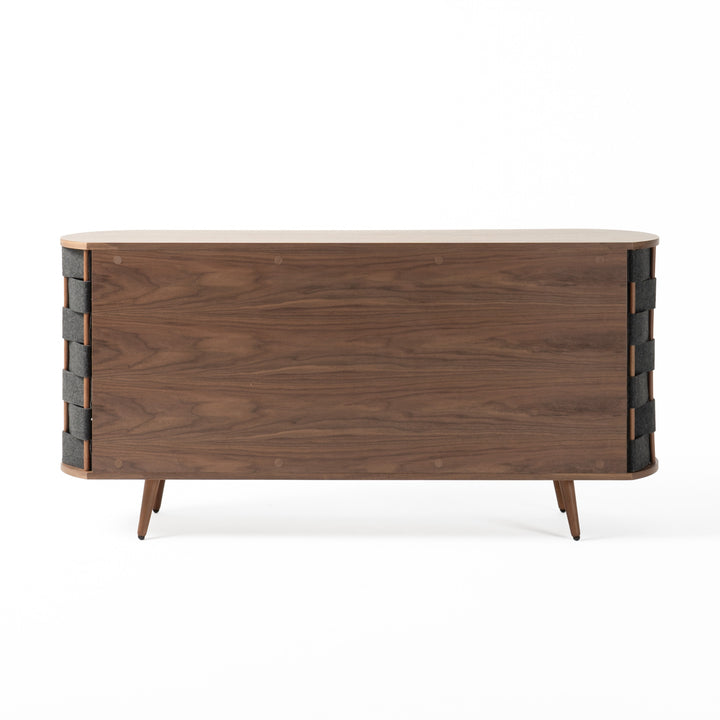 Sheridan  Mid-Century Modern Grey Fabric + Walnut Buffet