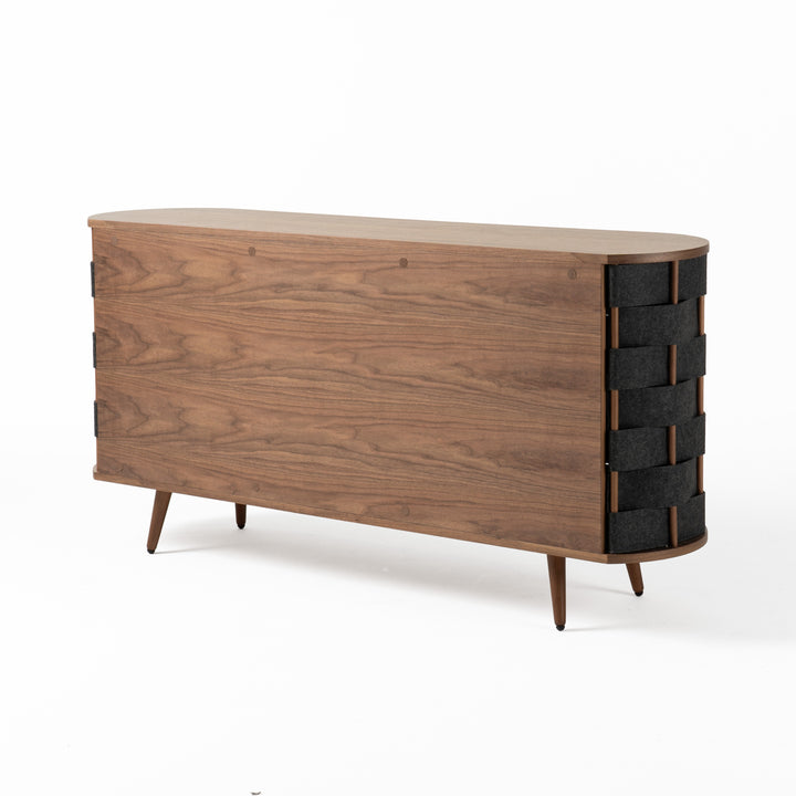 Sheridan  Mid-Century Modern Grey Fabric + Walnut Buffet