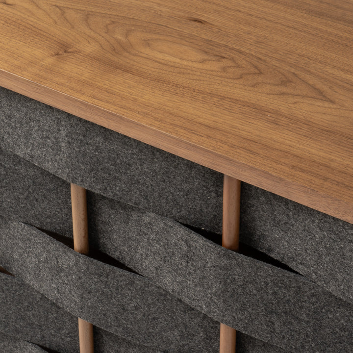 Sheridan  Mid-Century Modern Grey Fabric + Walnut Buffet