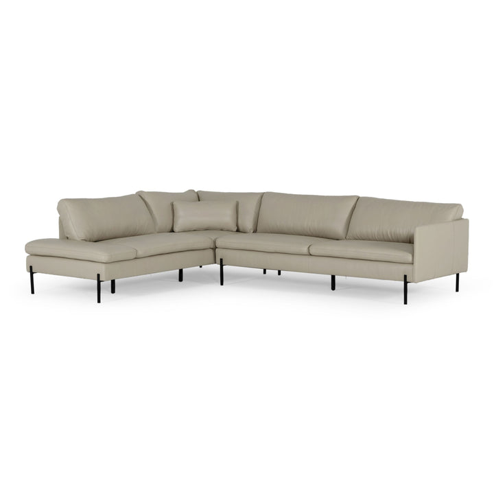 Sherry - Modern Grey Leather Left Facing Sectional Sofa