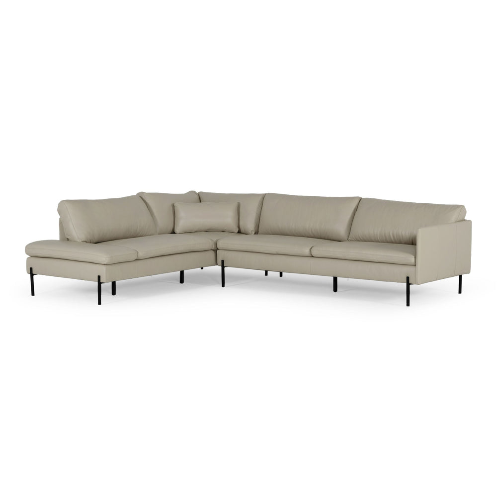 Sherry - Modern Grey Leather Left Facing Sectional Sofa