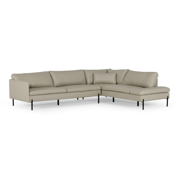 Sherry - Modern Grey Leather Right Facing Sectional Sofa