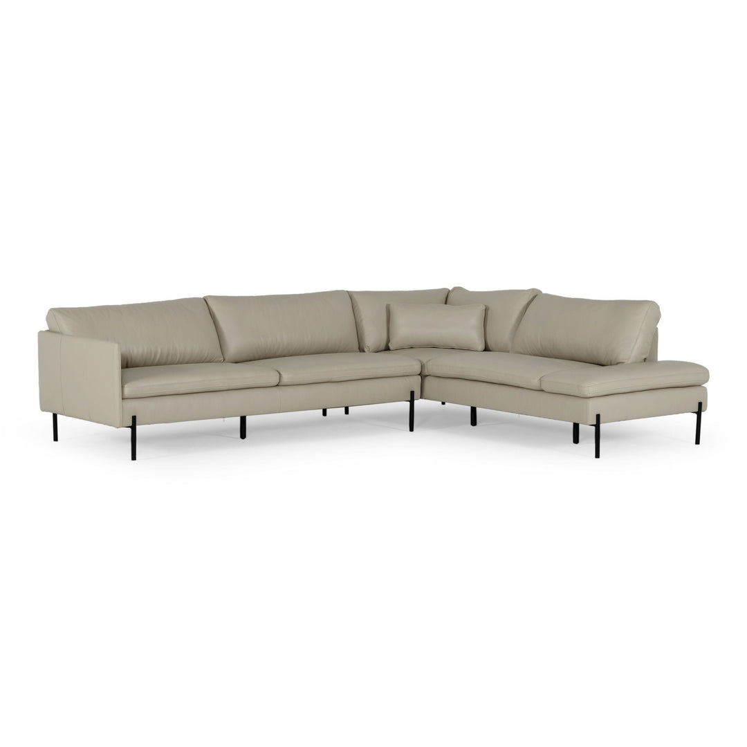 Sherry - Modern Grey Leather Right Facing Sectional Sofa