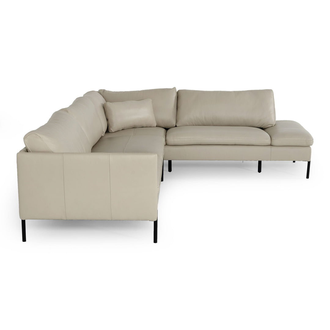 Sherry - Modern Grey Leather Right Facing Sectional Sofa