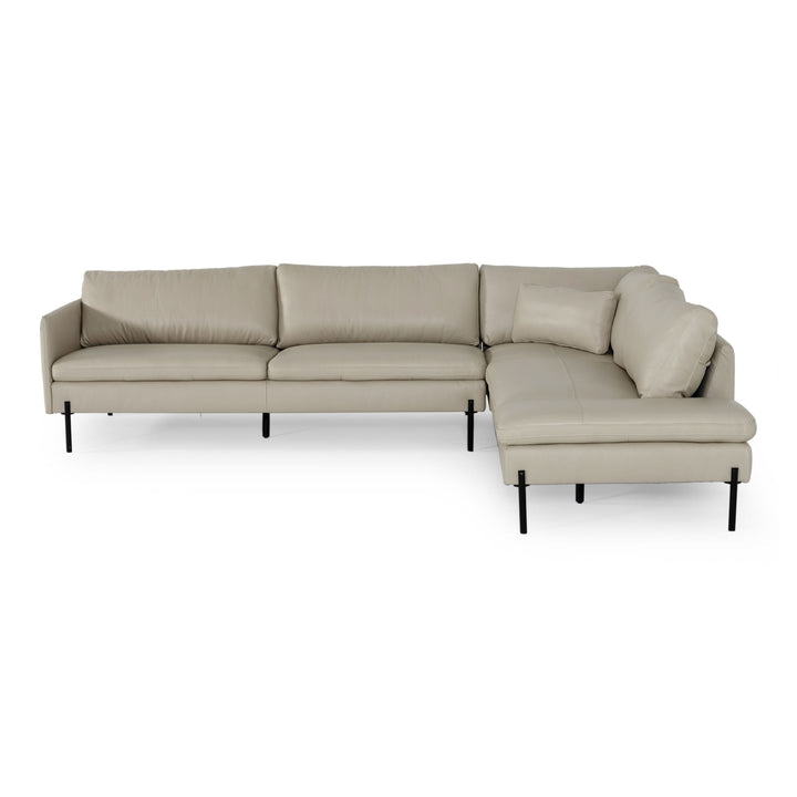 Sherry - Modern Grey Leather Right Facing Sectional Sofa