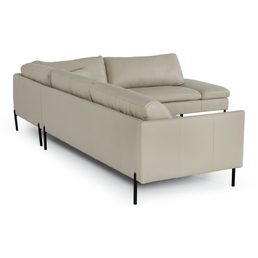 Sherry - Modern Grey Leather Right Facing Sectional Sofa