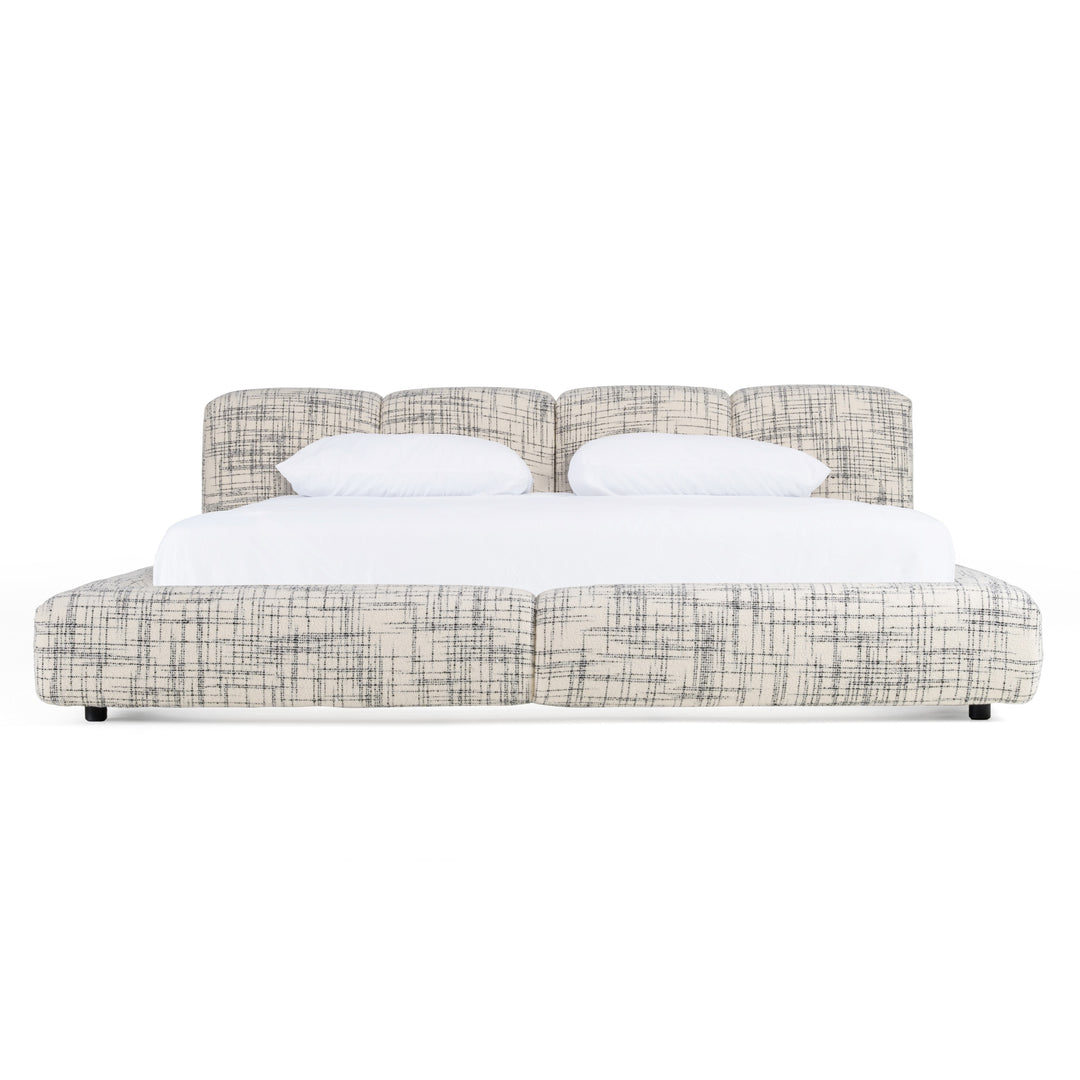 Shiloh - Modern Off-White  Black Fabric Bed