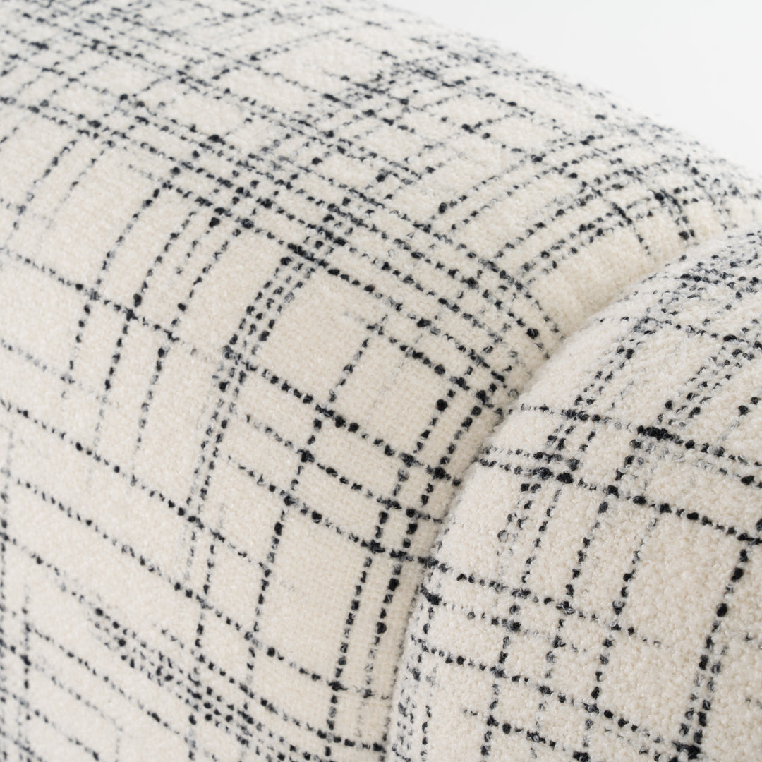 Eastern King Modrest Shiloh - Modern Off-White + Black Fabric Bed